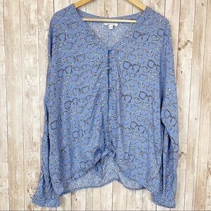 Beachlunchlounge Novelty Print Button Front Top Size XL Women